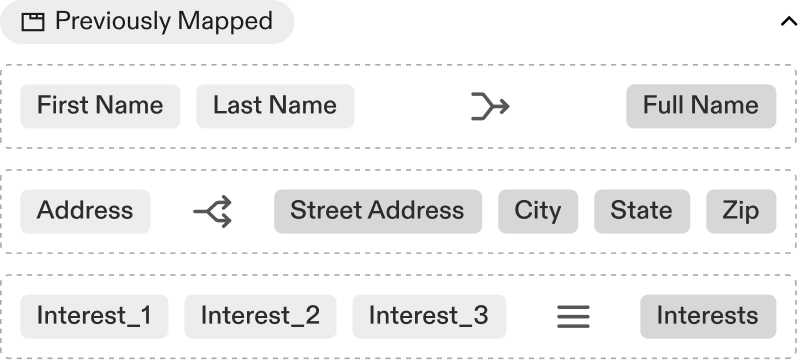 Previously Mapped Fields Mockup