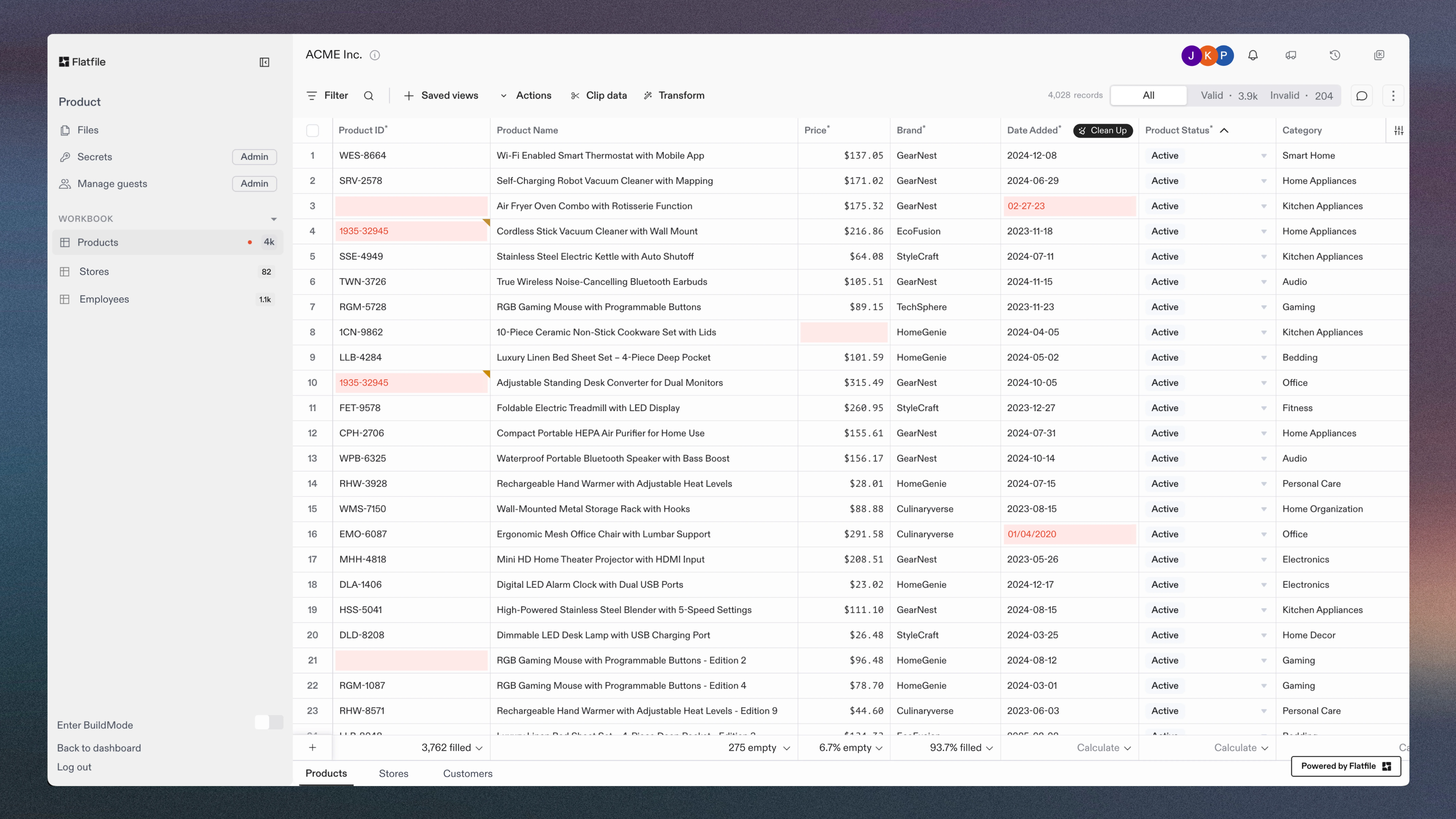 With Flatfile, you don't need to be a data analyst or developer to work with complex data. Flatfile workbooks give you the capabilities of a database with the simplicity of a spreadsheet, letting anyone extract, prepare, map, and transform data.
