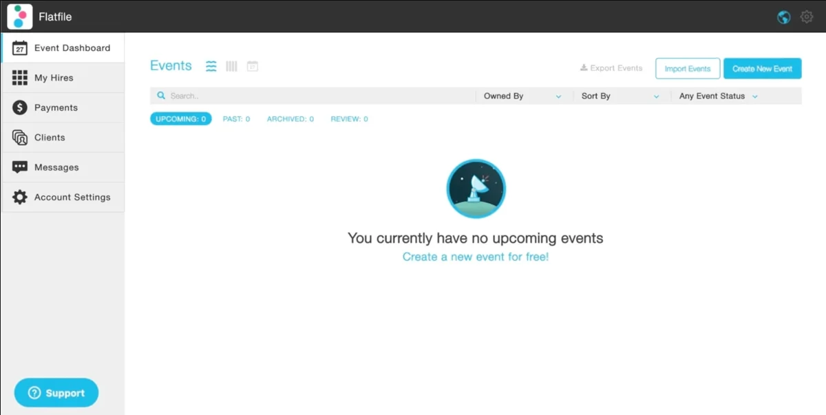 Screenshot of popbookings' dashboard