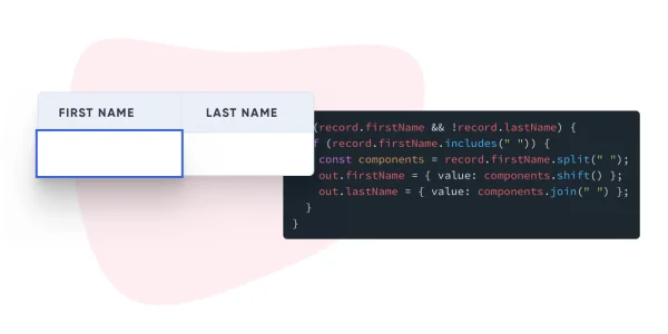 Data hooks name splitting animation