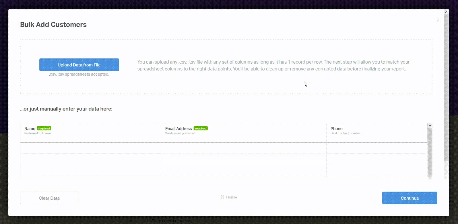 Bulk add 6 customers