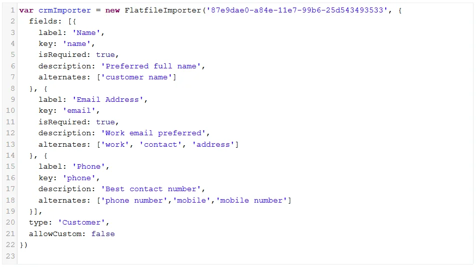 Flatfile JSON configurator
